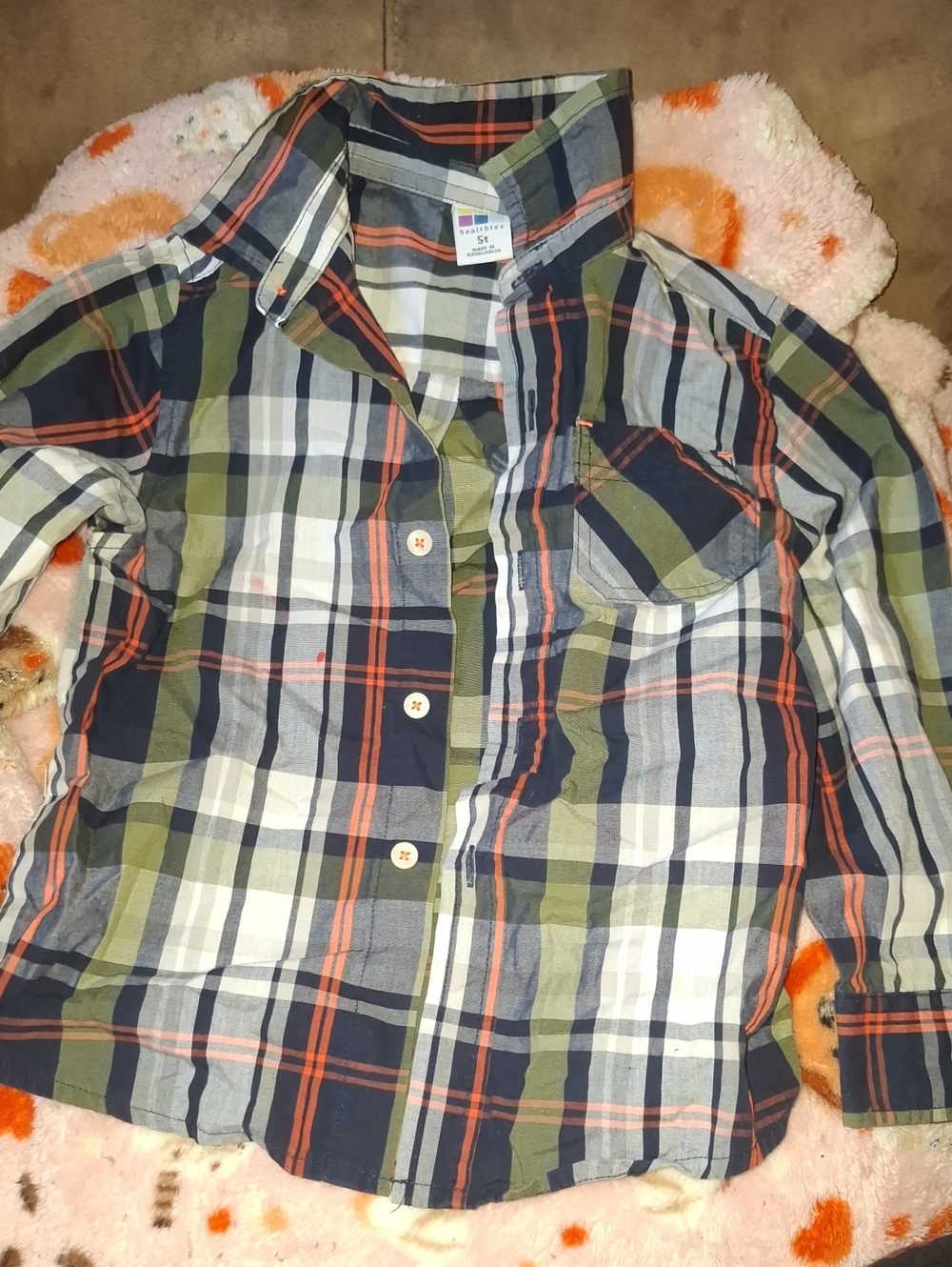 Two Plaid Button-Down Shirt in Olive, Navy & White